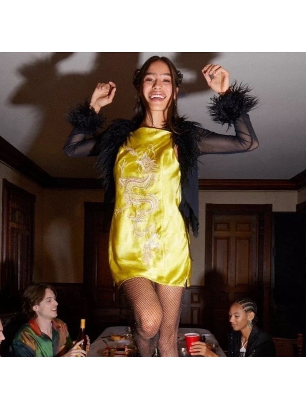 NWT Urban Outfitters Dragon Satin Dress XS